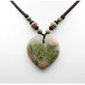 Unakite – collier en pierre en forme de cœur pour femmes pendentif pour la fabrication de bijoux