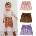 Lioraitin – jupe courte trapèze pour filles de 1 à 6 ans taille unie boutonnée avec poches