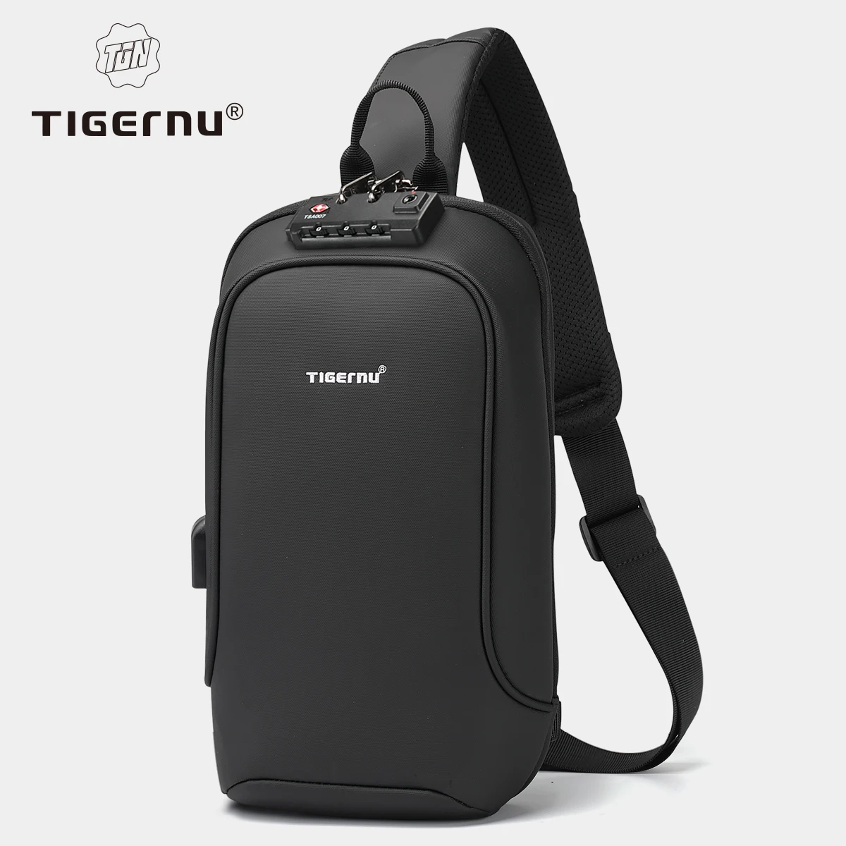 Tigernu mode sacs de poitrine hommes haute qualité sac à bandoulière résistant aux éclaboussures sac de poitrine antivol USB charge sac à bandoulière décontracté mâle