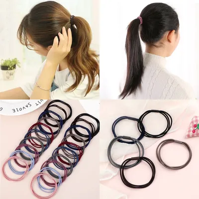 Bandes de cheveux élastiques en nylon pour femmes chouchous colorés doux et simples mince bande