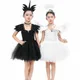 Costume d'Ange Tombé Noir et Blanc Panoramique pour Fille Tutu de Barrage Déguisement avec Ailes