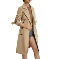Manteau coupe-vent décontracté pour dames vêtements d'extérieur à double boutonnage avec ceinture