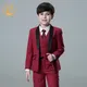 Nimble-Ensemble formel trempé pour garçons blazer rouge pour enfants pantalon en verre costume de