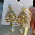 Boucles d'oreilles de mariée baroques rétro pour femmes boucles d'oreilles en perles pop vintage