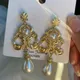 Boucles d'oreilles de mariée baroques rétro pour femmes boucles d'oreilles en perles pop vintage