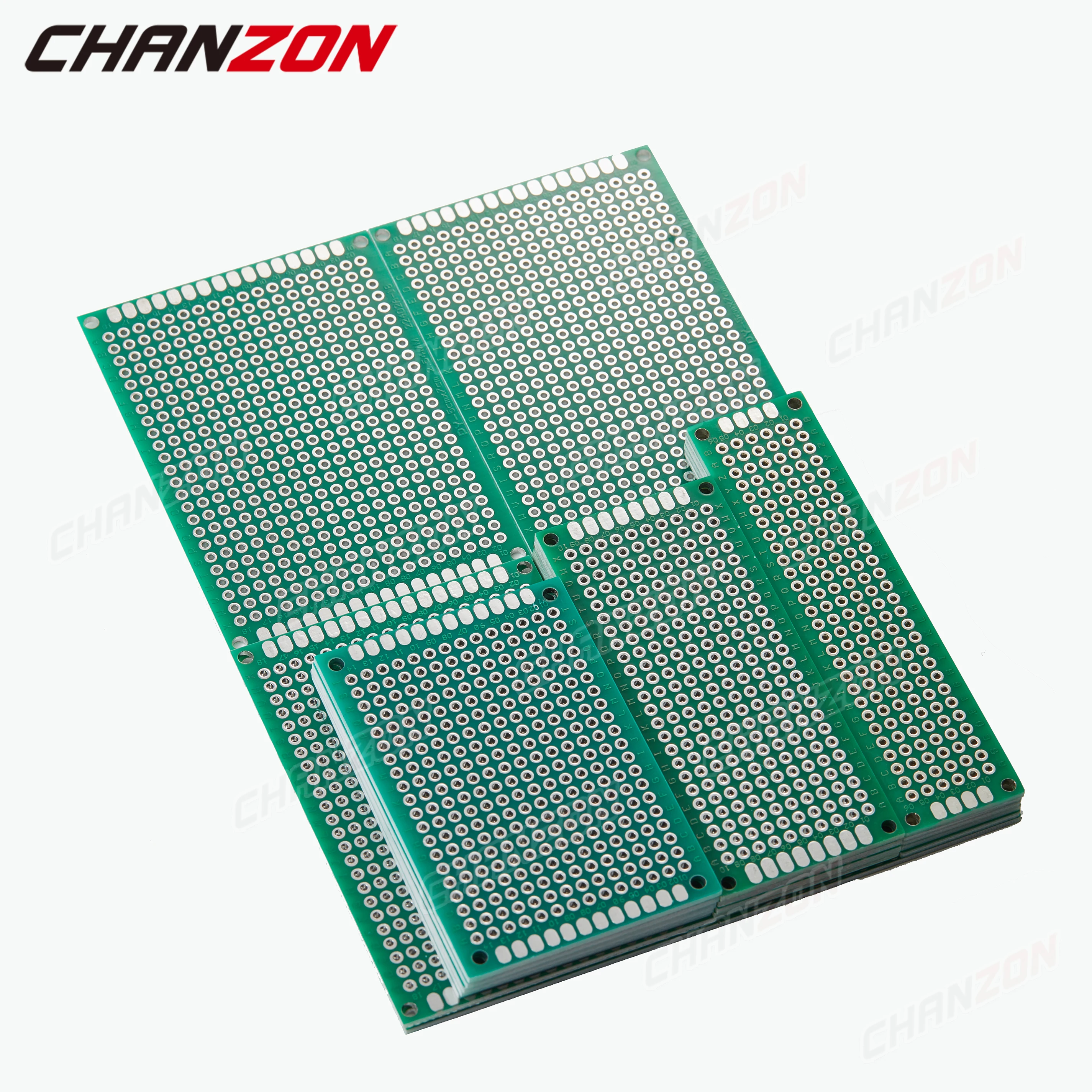 20 pièces (2X8 3X7 4X6 5X7) Circuit imprimé universel Double face carte PCB étamé FR4 Protoboard Prototype Perfboard Kit ensemble