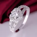 Bague en forme de cœur pour femmes plaqué argent cristal amour bijoux de mariage NY79 7F8L BD9T