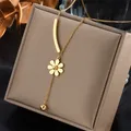 XIYANIKE – collier avec pendentif à fleurs en acier inoxydable pour femmes 316L romantique