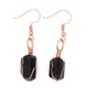 Boucles d'oreilles pendantes en pierre de tourmaline noire de forme ronde irrégulière fil de