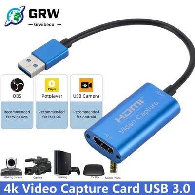 GRWIBEOU-Carte de capture vidéo USB 3.0 4K compatible HDMI jeu vidéo Grabber enregistrement