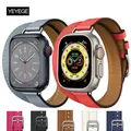 Slim dreams-Bracelet en cuir Double Tour pour Apple Watch Bracelet Ultra 44mm 42mm 38mm 40mm