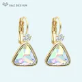 S & Z uco-Boucles d'oreilles pendantes en cristal triangulaire pour femme or rose 585 bijoux de