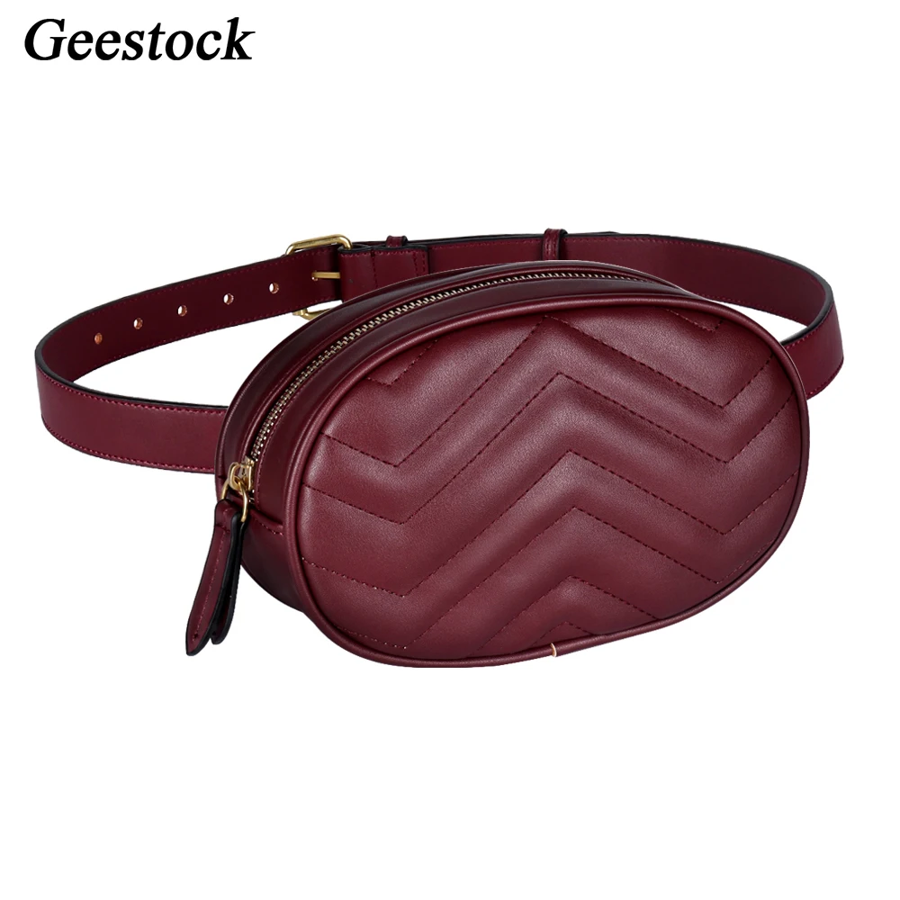 Geestock-Sac banane en cuir PU pour femme, sacs de ceinture ronds, sac à main féminin, sacs de poitrine à bandoulière, sac banane de luxe, mode