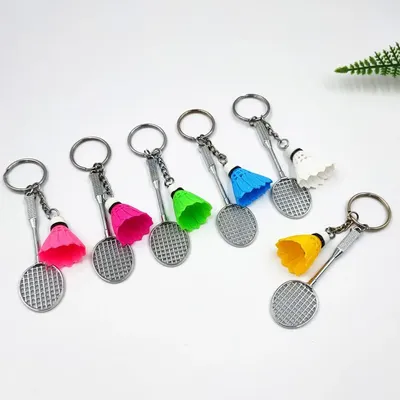 Porte-clés de raquette de badminton réaliste porte-clés souvenir décorations de support de