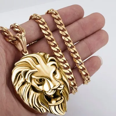 collier homme pendentif homme bijoux homme tete de mort Collier Vintage tête de Lion pour hommes