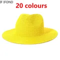 Chapeaux de soleil à large bord pour hommes et femmes en paille colorés à la mode pour