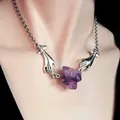 Collier ras du cou pour hommes et femmes bijou magique Druzy cristal violet mode cadeau
