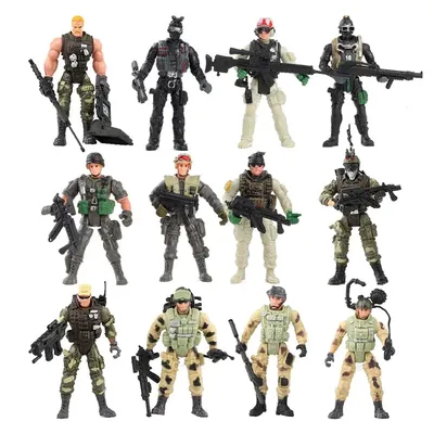 Pack de 12 figurines de soldat SWAT des Forces spéciales avec armes et accessoires militaires (4