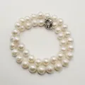 Collier de perles d'eau douce rondes naturelles pour femmes bijoux élégants blanc fête de