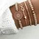 Tocona – ensemble de bracelets rétro pour femmes couleur or Boho perles ajouré fleur cœur