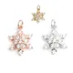 Breloques de noël en cuivre couleur or Rose flocon de neige de noël Micro pavé avec strass