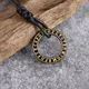 Collier pendentif cercle rune en acier inoxydable pour hommes et femmes amulette porte-bonheur