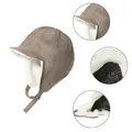 Chapeau de trappeur chaud unisexe avec visière casquette à oreillettes en peluche thermique pour