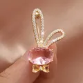 Broche lapin en Zircon rose brillant pour femmes accessoires bijoux cadeaux pour enfants