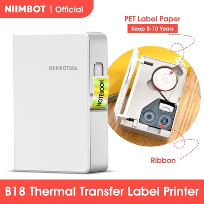 NIIMBOT-Mini imprimante d'étiquettes portable B18 transfert thermique étiqueteuse de poche ruban