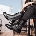 Bottes de moto mi-hautes en velours pour hommes chaussures d'outillage tout assorties denim