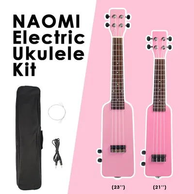 NAOMI – ensemble Ukulele okoumé en bois massif 21/23 pouces Soprano/Concert Uke électrique avec