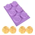 Moule à gâteau en silicone rose moules à fleurs 3D moule à 6 grilles outil de cuisson de fleurs