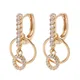 Boucles d'oreilles créoles en Zircon pour femmes pendentif géométrique en or Rose 585 cercle doré