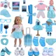 Butter Clothes Blue Series Robe beurre et chaussures en toile pour fille 18 po 43cm American