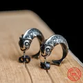 MKENjazz-Boucles d'oreilles à tige de poisson rétro pour femme argent regardé 925 clous d'oreille