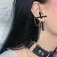 Boucles d'oreilles Punk croix noire pour adolescentes Vintage Rock Pride longue chaîne papillon