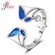 Bague en argent regardé 925 pour femme bijoux fantaisie taille ouverte papillon bleu étoile