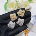 Foyimagination-Boucles d'oreilles fleurs roses pour femmes boucle d'oreille en argent regardé 925