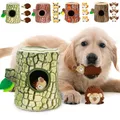 4Pcs/Set Dog Squeak Toys Cute Tree Hollow and 3pcs Stuffed Plush Owl Puppy Chew Toys Hide and Seek