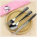 Hello Kitty-Couverts en acier inoxydable 304 pour enfants cuillère fourchette baguettes gadgets