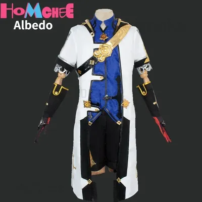 Costume Cosplay Albedo Genshin Impact pour homme perruque courte ensemble complet