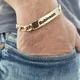 Bracelet en cuir avec Logo personnalisé pour hommes avec nom gravé fait à la main en acier