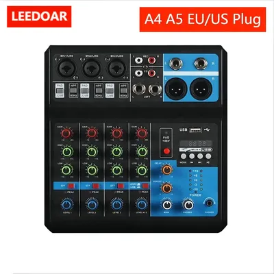 LEEDOAR – mélangeur Audio professionnel à 4 ou 5 canaux Console Portable entrée d'ordinateur