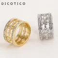 Dicotackle-Bagues en acier inoxydable pour femmes alliance en or cubique contre-indiqué bijoux