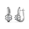 ChimS925-Boucles d'oreilles clip fleur Moissanite pour femme bijoux plaqués or blanc diamant