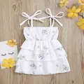 Robe d'été à bretelles pour bébé fille de 0 à 3 ans bretelles Spaghetti à laçage Floral sans