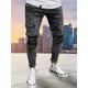 Jean Slim Déchiré au Genou pour Homme Pantalon en Denim Streetwear Délavé Vintage Hip Hop Noir