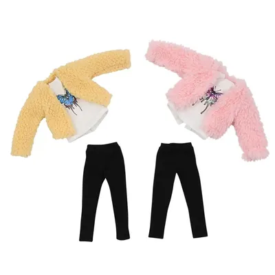 ICY DBS Blyth – vêtements de poupée manteau moelleux avec T-shirt papillon et pantalon noir