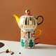 Service à thé en céramique peint à la main théière à fleurs rétro britannique service à thé