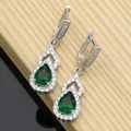 Boucles d'oreilles bohème pour femmes vert naturel cubique contre-indiqué cristal blanc pierre